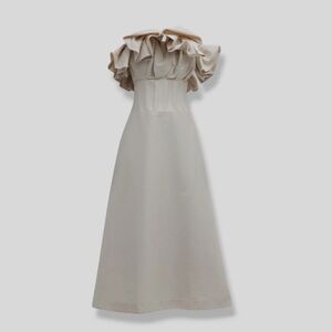 Elegant Cream Ruffle Dress